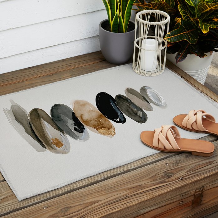 Stacked Stones Zen Minimalist Neutral Design Outdoor Rug Gallery Image 2