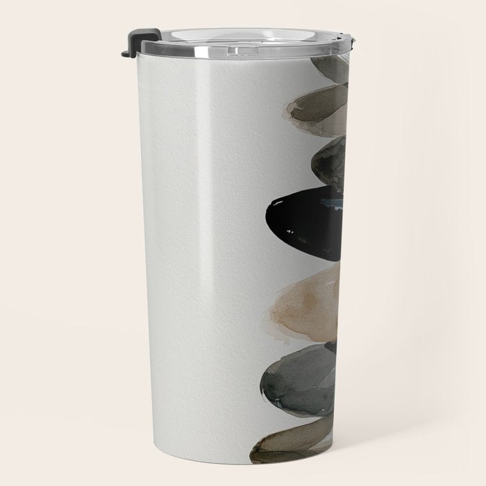 Stacked Stones Zen Minimalist Neutral Design Travel Mug Gallery Image 3
