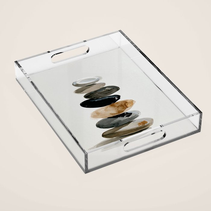 Stacked Stones Zen Minimalist Neutral Design Acrylic Tray Gallery Image 1