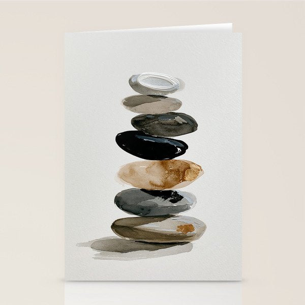 Stacked Stones Zen Minimalist Neutral Design Stationery Card Gallery Image 1
