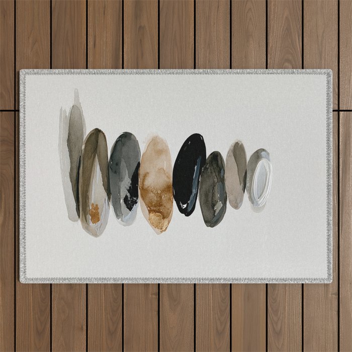 Stacked Stones Zen Minimalist Neutral Design Outdoor Rug Gallery Image 1