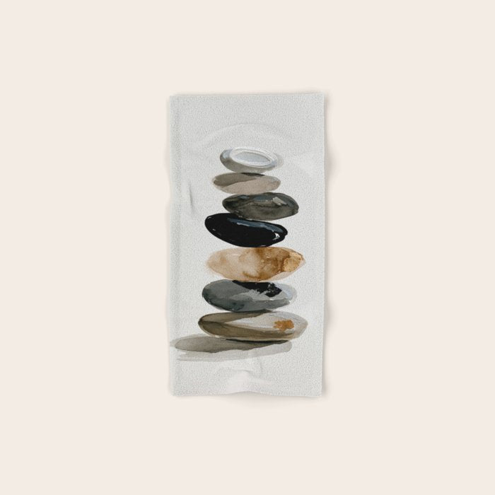 Stacked Stones Zen Minimalist Neutral Design Bath Towel Gallery Image 1