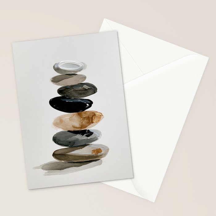 Stacked Stones Zen Minimalist Neutral Design Stationery Card Gallery Image 2