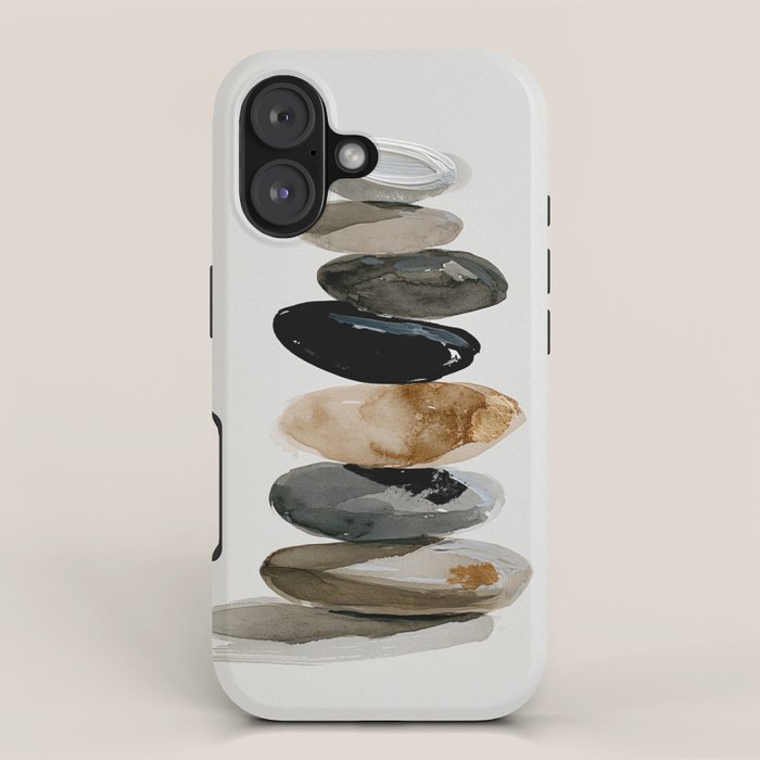 Stacked Stones Zen Minimalist Neutral Design iPhone Case Gallery Image 1
