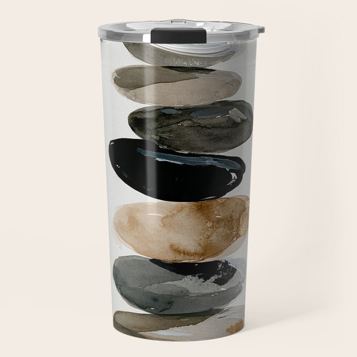 Stacked Stones Zen Minimalist Neutral Design Travel Mug Gallery Image 1