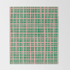 Retro Picnic Plaid Painted Pattern in Bright Green and Pink Throw Blanket Gallery Image 2