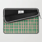 Retro Picnic Plaid Painted Pattern in Bright Green and Pink Laptop Sleeve Gallery Image 2