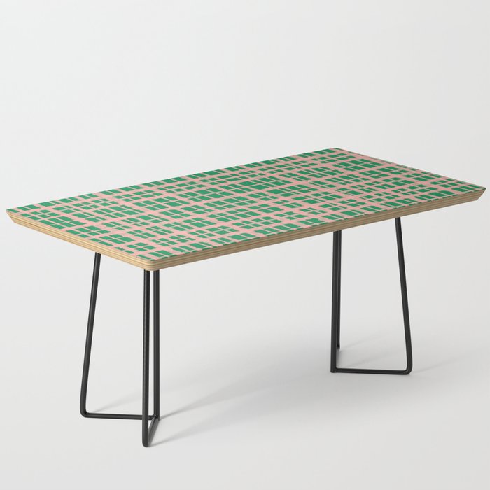 Retro Picnic Plaid Painted Pattern in Bright Green and Pink Coffee Table Gallery Image 1