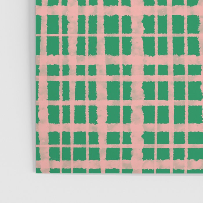 Retro Picnic Plaid Painted Pattern in Bright Green and Pink Poster Gallery Image 3