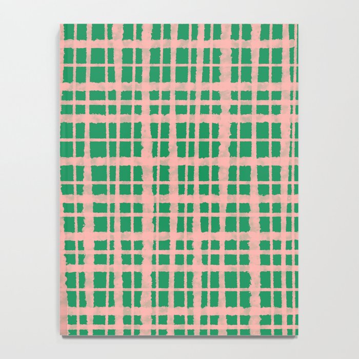 Retro Picnic Plaid Painted Pattern in Bright Green and Pink Notebook Gallery Image 4