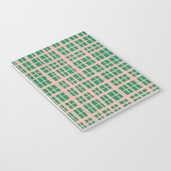 Retro Picnic Plaid Painted Pattern in Bright Green and Pink Notebook Gallery Image 3
