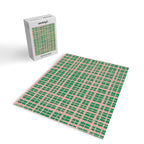 Retro Picnic Plaid Painted Pattern in Bright Green and Pink Jigsaw Puzzle Gallery Image 2