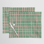 Retro Picnic Plaid Painted Pattern in Bright Green and Pink Placemat Gallery Image 1