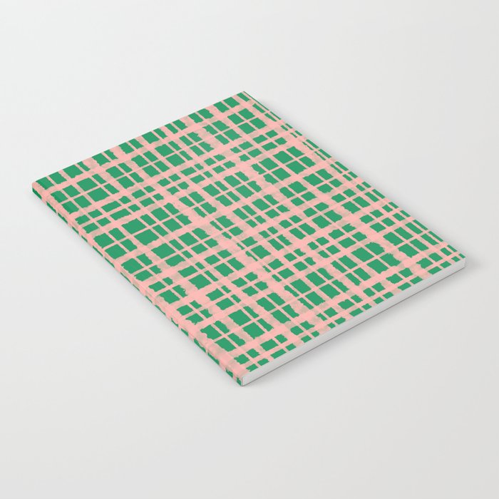 Retro Picnic Plaid Painted Pattern in Bright Green and Pink Notebook Gallery Image 2
