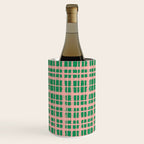 Retro Picnic Plaid Painted Pattern in Bright Green and Pink Wine Chiller Gallery Image 3
