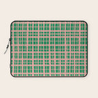 Retro Picnic Plaid Painted Pattern in Bright Green and Pink Laptop Sleeve Gallery Image 1