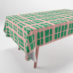 Retro Picnic Plaid Painted Pattern in Bright Green and Pink Tablecloth Gallery Image 1