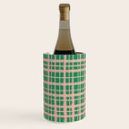 Retro Picnic Plaid Painted Pattern in Bright Green and Pink Wine Chiller Gallery Image 1