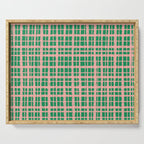 Retro Picnic Plaid Painted Pattern in Bright Green and Pink Serving Tray Gallery Image 1
