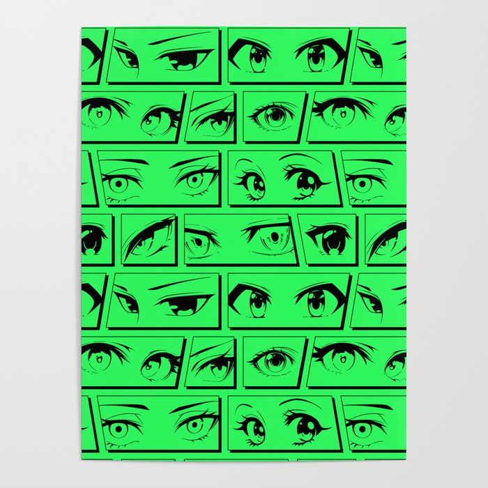 Anime eye cartoon comic art pattern Poster Gallery Image 4