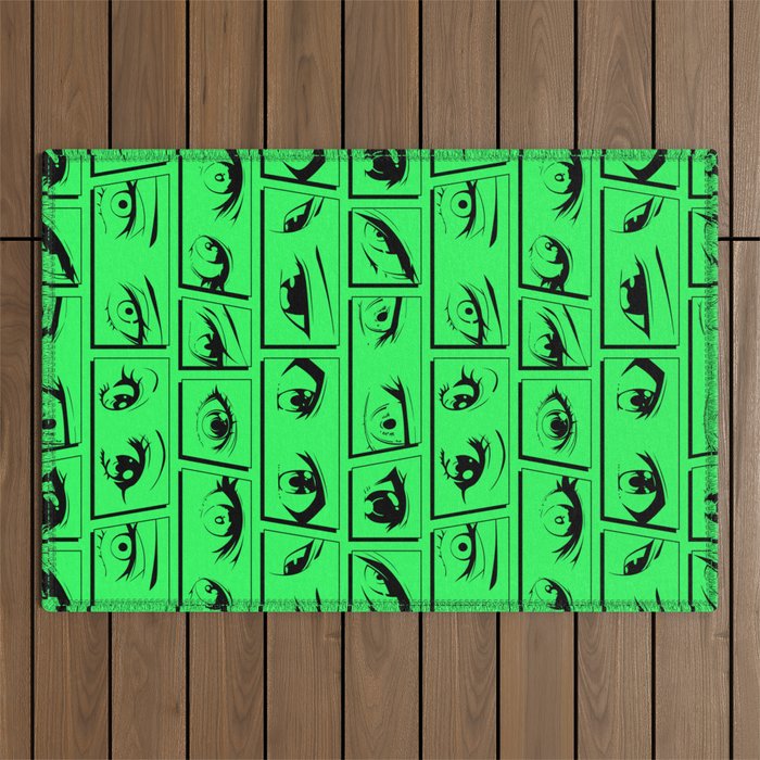 Anime eye cartoon comic art pattern Outdoor Rug Gallery Image 1