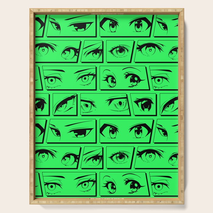 Anime eye cartoon comic art pattern Serving Tray Gallery Image 1