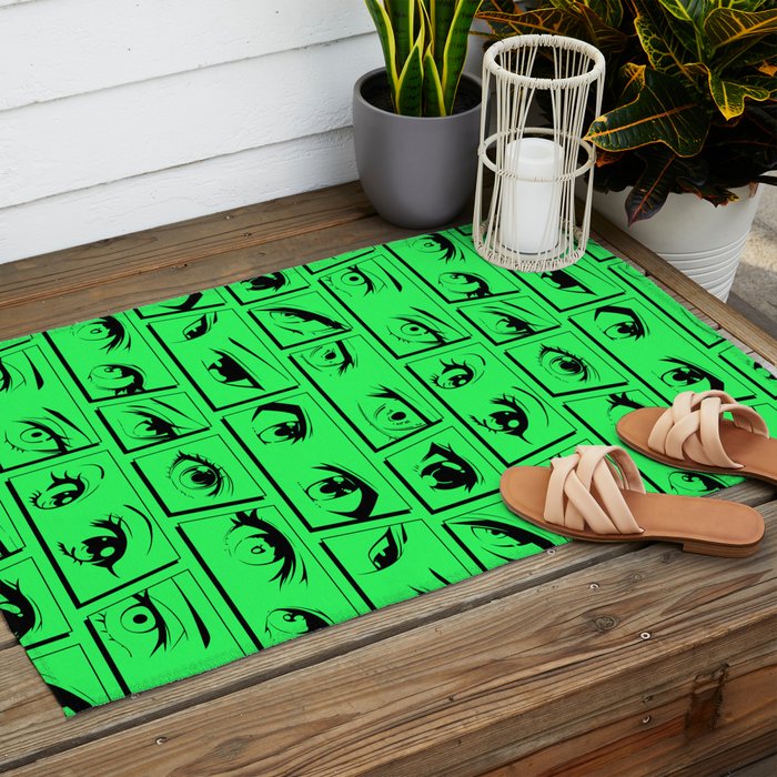 Anime eye cartoon comic art pattern Outdoor Rug Gallery Image 2