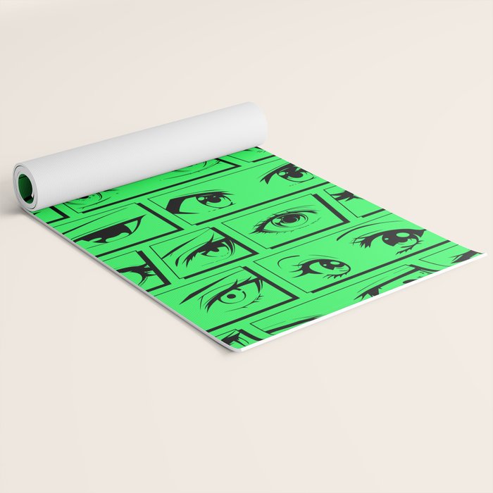 Anime eye cartoon comic art pattern Yoga Mat Gallery Image 2