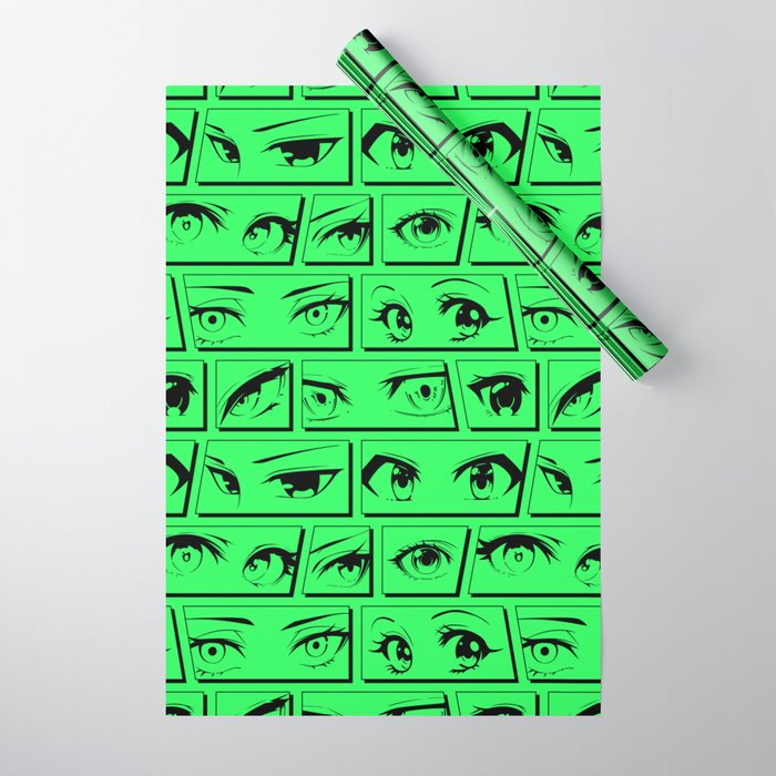 Anime eye cartoon comic art pattern Wrapping Paper Gallery Image 1