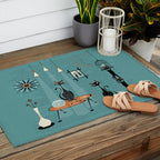 Mid Century Kitty Mishchief - w/ Orange ©studioxtine Outdoor Rug Gallery Image 2