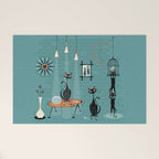 Mid Century Kitty Mishchief - w/ Orange ©studioxtine Welcome Mat Gallery Image 1