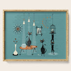 Mid Century Kitty Mishchief - w/ Orange ©studioxtine Serving Tray Gallery Image 1