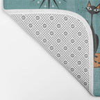 Mid Century Kitty Mishchief - w/ Orange ©studioxtine Bath Mat Gallery Image 2
