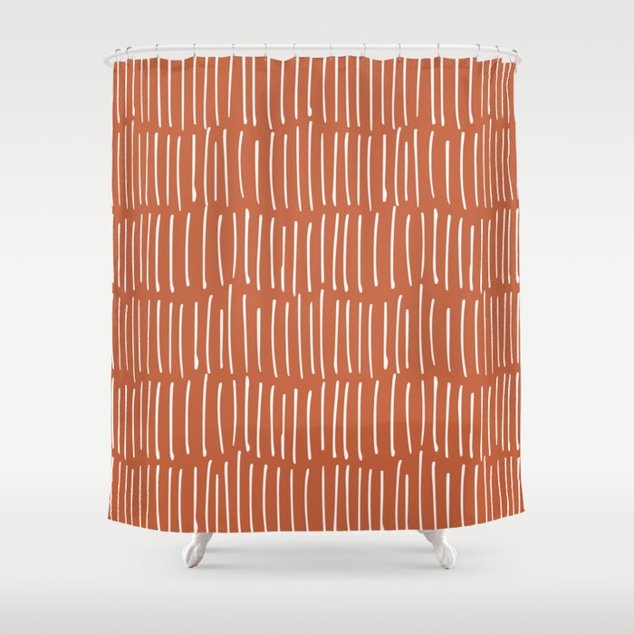 Boho Wall Art, Colour Prints, Terracotta, Line Art Shower Curtain Gallery Image 1