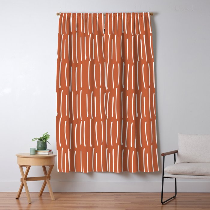 Boho Wall Art, Colour Prints, Terracotta, Line Art Window Curtain Gallery Image 1