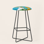 Cheetah Villa Architecture, Tropical Greece Jungle Animals, Botanical White Building & Boho Leopard Stool Gallery Image 1