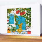 Cheetah Villa Architecture, Tropical Greece Jungle Animals, Botanical White Building & Boho Leopard Wall Mural Gallery Image 2