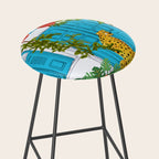Cheetah Villa Architecture, Tropical Greece Jungle Animals, Botanical White Building & Boho Leopard Stool Gallery Image 2
