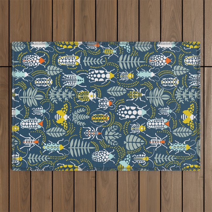 Beetle collection in dark Outdoor Rug Gallery Image 1