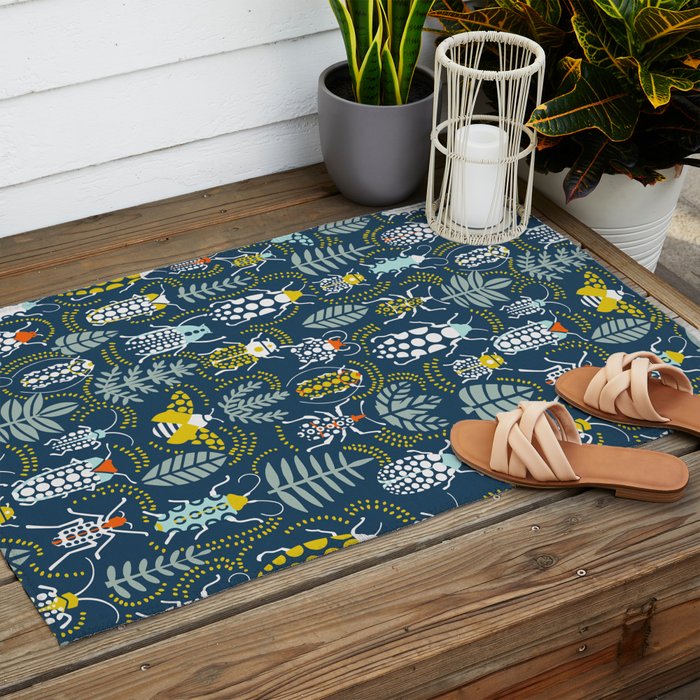 Beetle collection in dark Outdoor Rug Gallery Image 2