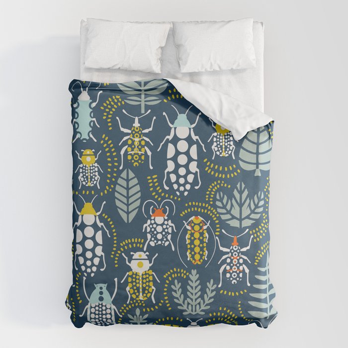 Beetle collection in dark Duvet Cover Gallery Image 6