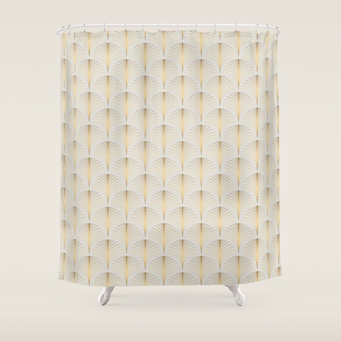 Golden Fan Leaf Art Deco Shower Curtain Gallery Image 1