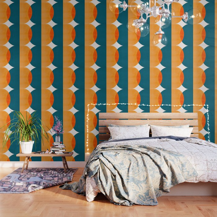 Mid Century Eclipse / Abstract Geometric Wallpaper Gallery Image 1