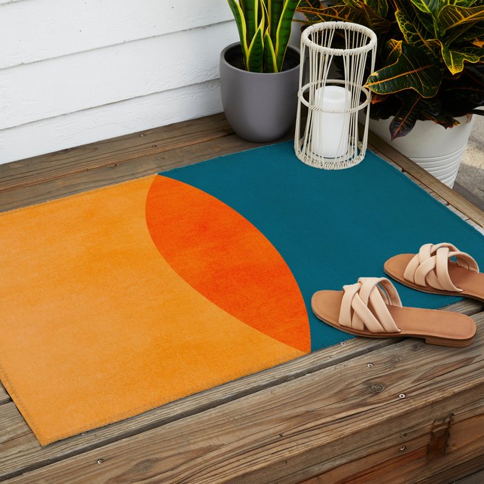 Mid Century Eclipse / Abstract Geometric Outdoor Rug Gallery Image 2