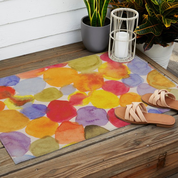 Watercolor Party #1 Outdoor Rug Gallery Image 2