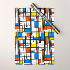 Bauhaus Aesthetic Piet Mondrian De Stijl Inspired Painted Pattern Wrapping Paper Gallery Image 1