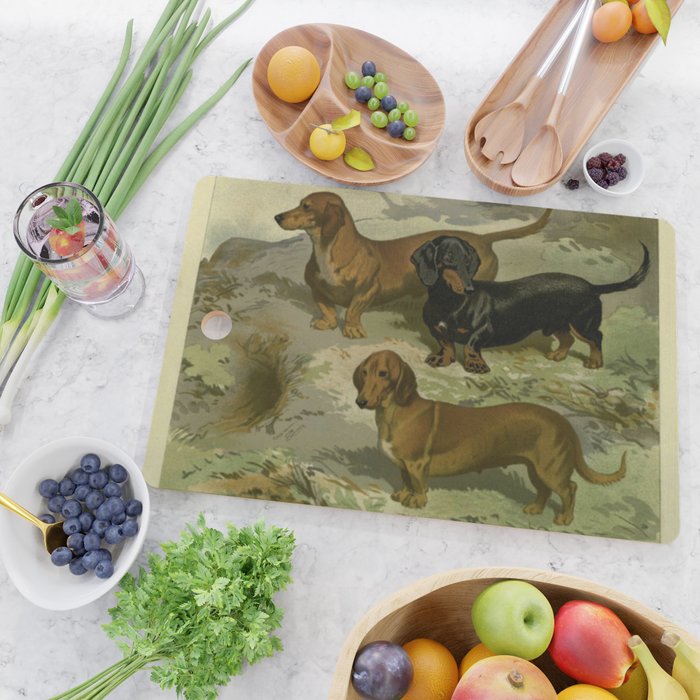 Vintage Dachshunds Cutting Board Gallery Image 2