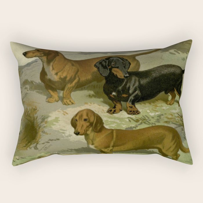 Vintage Dachshunds Rectangular Pillow Gallery Image 1