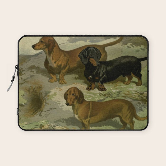 Vintage Dachshunds Laptop Sleeve Gallery Image 1