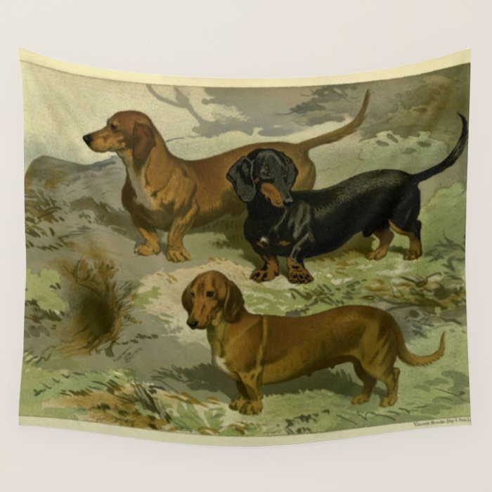 Vintage Dachshunds Wall Tapestry Gallery Image 4
